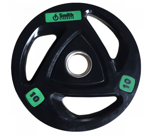 Диск для штанги Smith WP085-10 c 3-м хватом, обрезиненный, 10кг