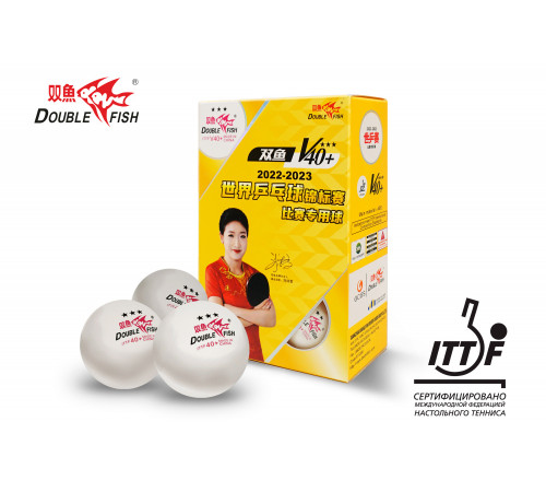Мячи для н/т Double Fish V40+ 3 star WTTC (6шт.)